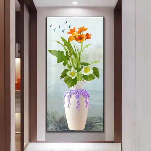 Shadow Mural with Light Surrounded by Glowing Decorative Crystal Porcelain Painting Wall Art Home Decor Painting