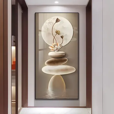 Shadow Mural with Light Surrounded by Glowing Decorative Crystal Porcelain Painting Wall Art Home Decor Painting