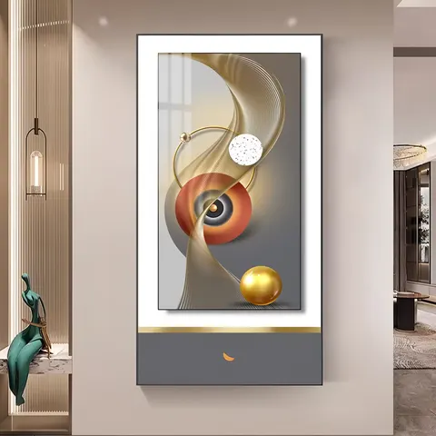 Shadow Mural with Light Surrounded by Glowing Decorative Crystal Porcelain Painting Wall Art Home Decor Painting