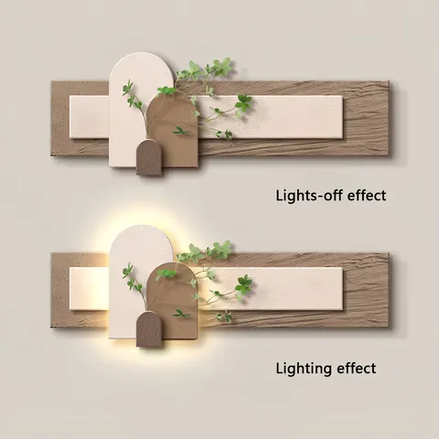 Simulated Green Plant Sandstone Home Art Decor Painting Living Room Sofa Background Wall LED Glow Mural