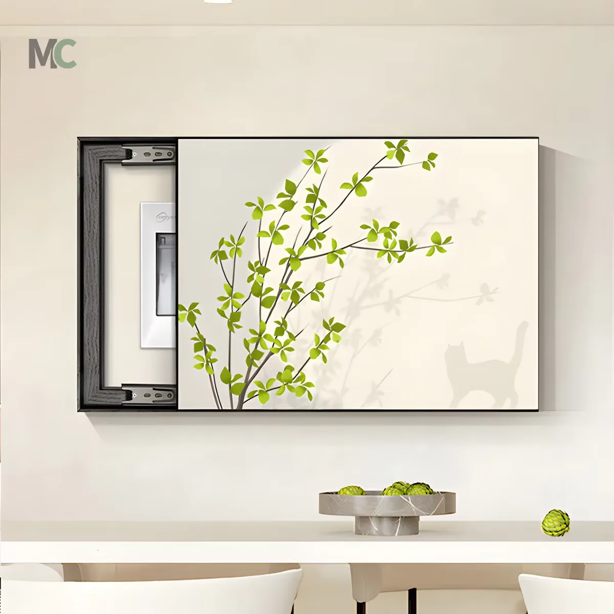 Small Fresh Green Plant Restaurant Electric Box Cover Art Decoration Painting Does Not Punch Hanging Picture