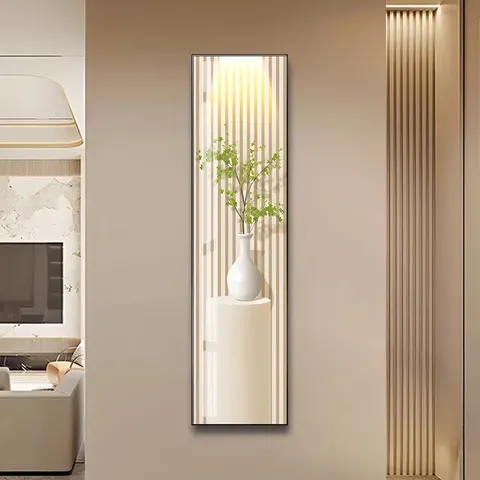 Small Fresh Green Plants Porch Wall Art Home Decor Painting Modern Simple Corridor Crystal Porcelain Painting