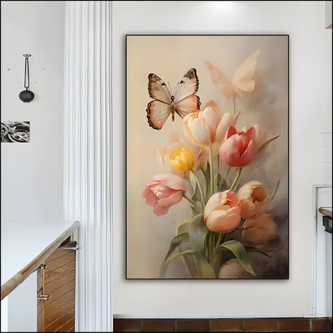 Small Freshness Floral Decoration Painting Restaurant Art Warm Flower Painting Living Room Sofa Background Wall Hanging Picture