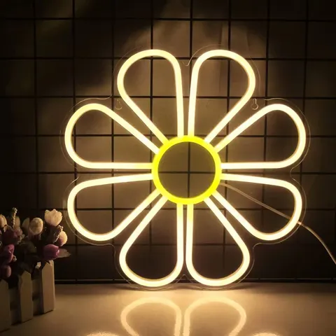 Smiling Face Neon  Sunflower Acrylic LED Painting Outdoor Wall Glowed Artistic Home Decor Light Sign