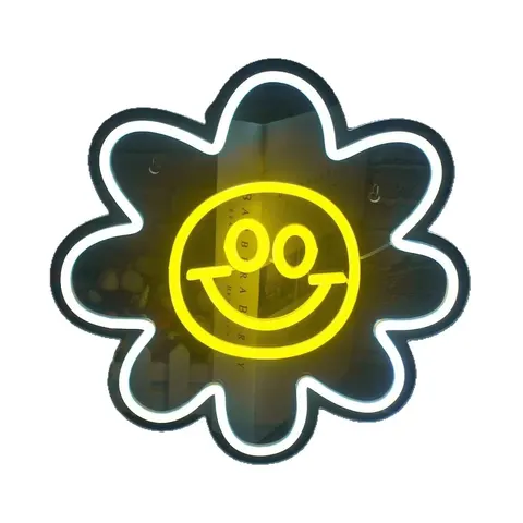 Smiling Face Neon  Sunflower Acrylic LED Painting Outdoor Wall Glowed Artistic Home Decor Light Sign