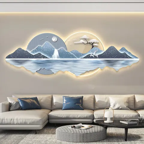城市 单幅 装饰画 现代简约 客厅背景墙挂画 LED带灯画
