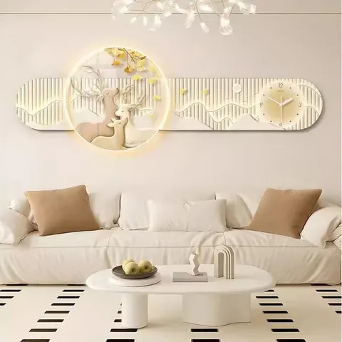 锦鲤 单幅 装饰画 现代简约 客厅背景墙挂画 LED带灯画