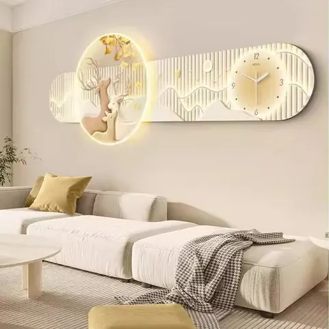 锦鲤 单幅 装饰画 现代简约 客厅背景墙挂画 LED带灯画