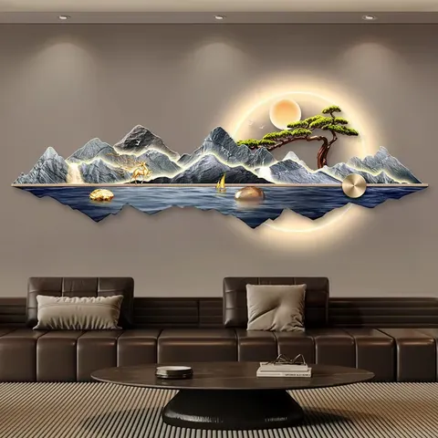 Sofa Background Wall Acrylic LED Painting Scenery and Mountains Landscape Art Home Decor Paintings