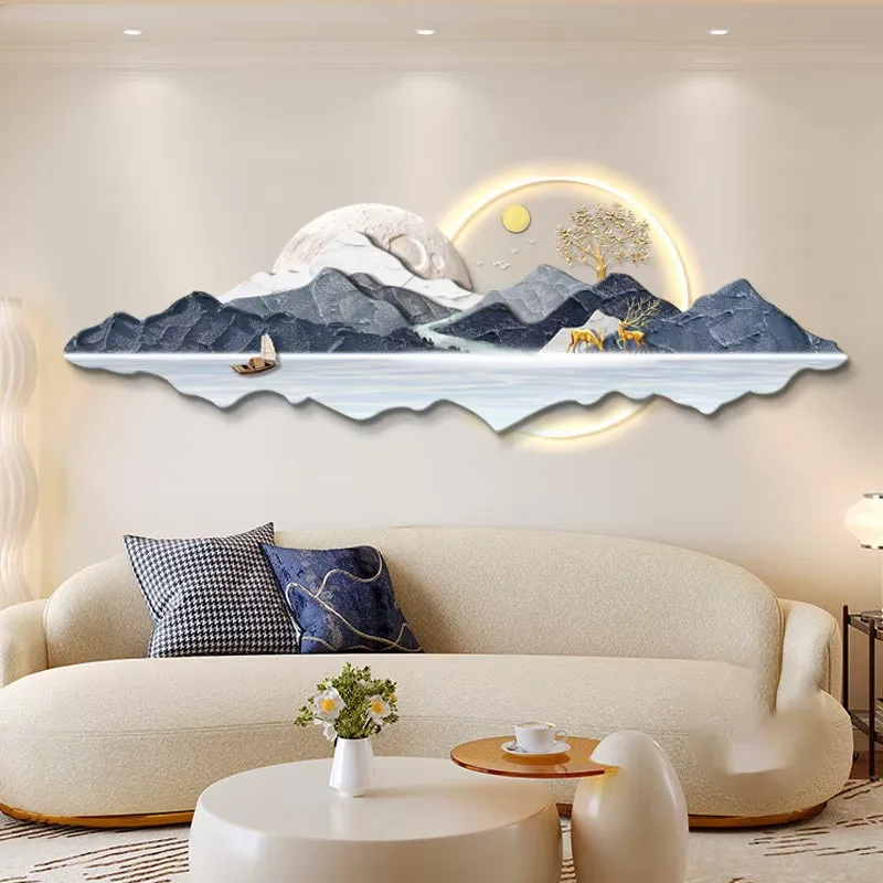 抽象 单幅 装饰画 现代简约 客厅背景墙挂画 LED带灯画