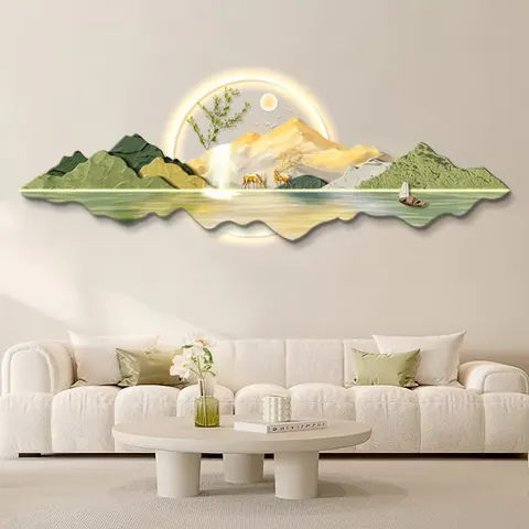 抽象 单幅 装饰画 现代简约 客厅背景墙挂画 LED带灯画