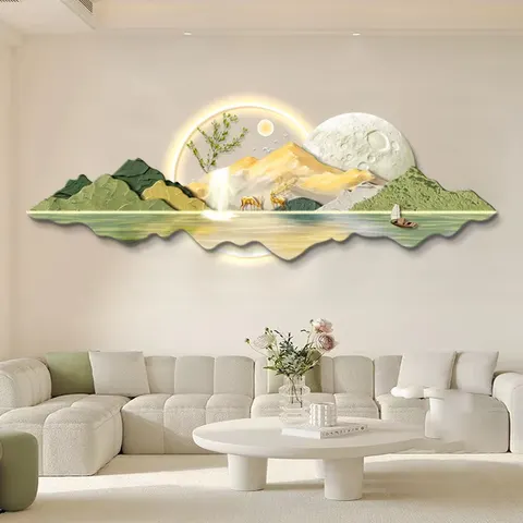 抽象 单幅 装饰画 现代简约 客厅背景墙挂画 LED带灯画