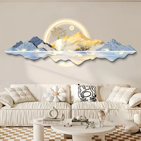 抽象 单幅 装饰画 现代简约 客厅背景墙挂画 LED带灯画