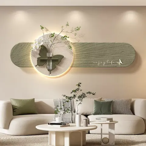 Sofa Background Wall Art Home Decor Painting Hydroponics Green Plants Sandstone Wall Painting