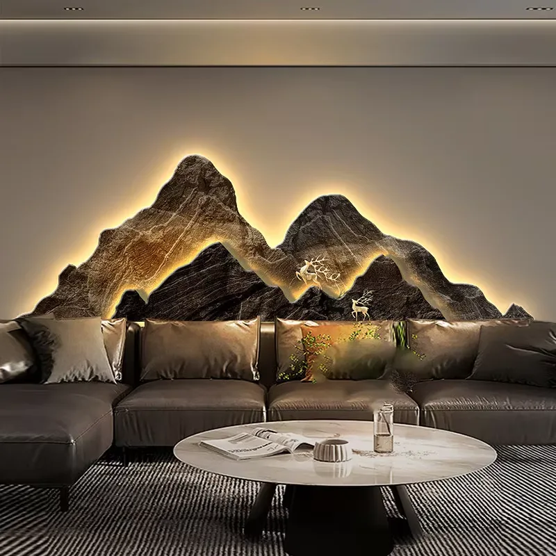 Sofa Background Wall Crystal Porcelain Painting Landscape Art Background Wall Wall Surface Mural Painting