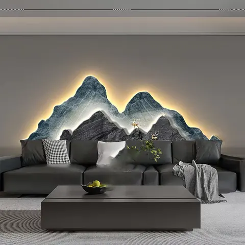 Sofa Background Wall Crystal Porcelain Painting Landscape Art Background Wall Wall Surface Mural Painting