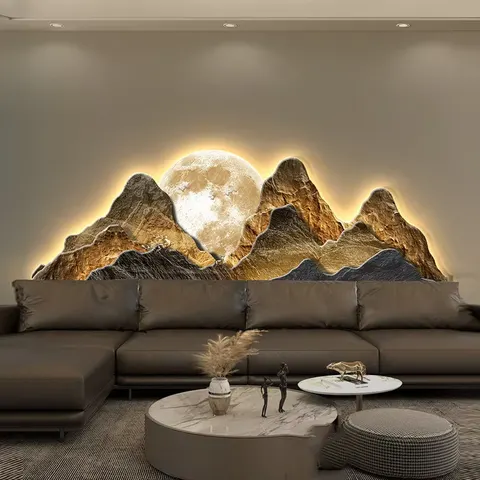 Sofa Background Wall Crystal Porcelain Painting Landscape Art Background Wall Wall Surface Mural Painting