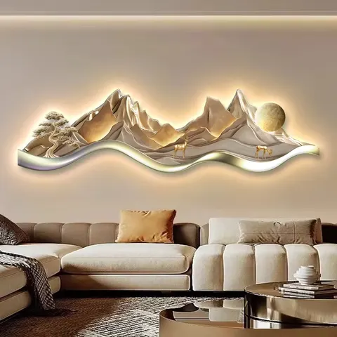 Sofa Background Wall Crystal Porcelain Painting With LED Glowed Wall Art Decor Painting