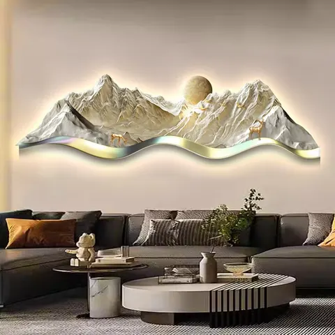 Sofa Background Wall Crystal Porcelain Painting With LED Glowed Wall Art Decor Painting