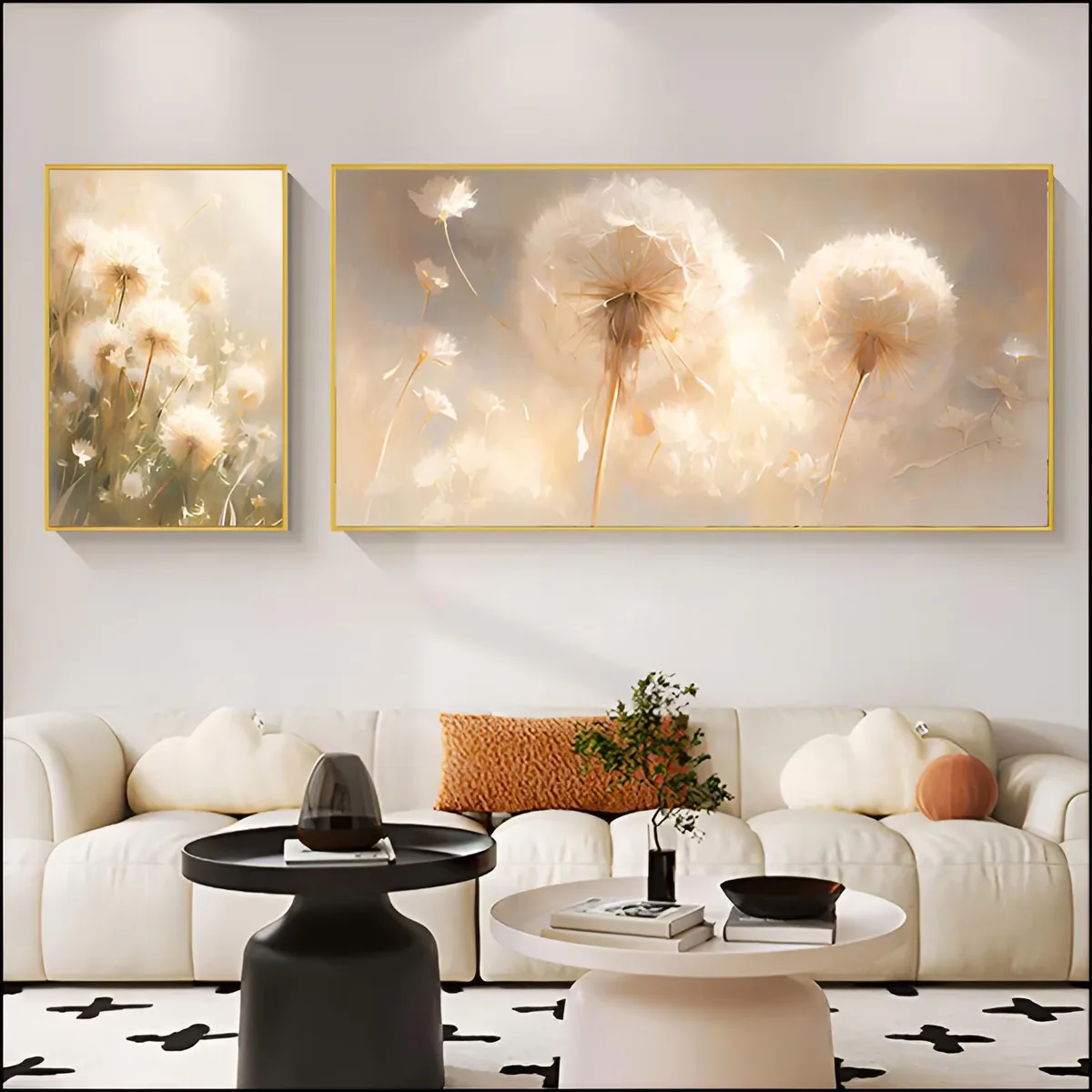 Sofa Background Wall Dandelion Art Home Decor Painting Combination Wall Surface Decoration Crystal Porcelain Painting