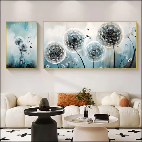 Sofa Background Wall Dandelion Art Home Decor Painting Combination Wall Surface Decoration Crystal Porcelain Painting