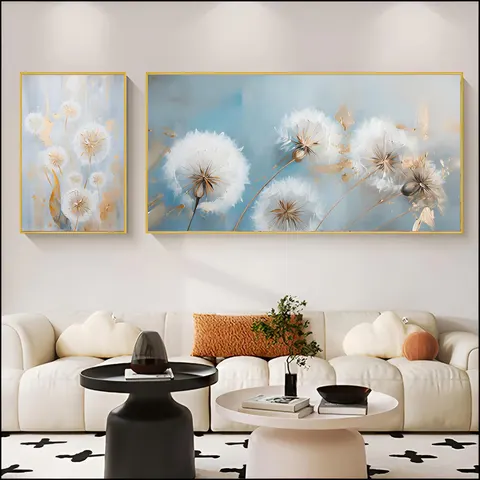 Sofa Background Wall Dandelion Art Home Decor Painting Combination Wall Surface Decoration Crystal Porcelain Painting