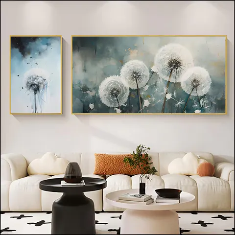 Sofa Background Wall Dandelion Art Home Decor Painting Combination Wall Surface Decoration Crystal Porcelain Painting