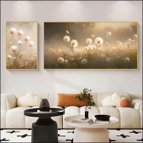 Sofa Background Wall Dandelion Art Home Decor Painting Combination Wall Surface Decoration Crystal Porcelain Painting