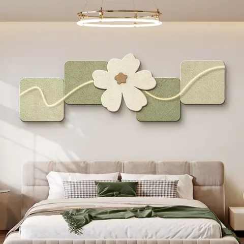 Sofa Background Wall Flowers Abstraction Crystal Porcelain Painting Glowed Light LED Decor Painting