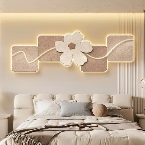 Sofa Background Wall Flowers Abstraction Crystal Porcelain Painting Glowed Light LED Decor Painting