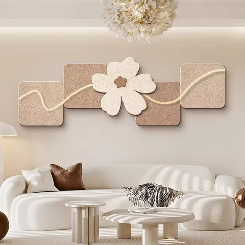 Sofa Background Wall Flowers Abstraction Crystal Porcelain Painting Glowed Light LED Decor Painting