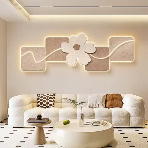 Sofa Background Wall Flowers Abstraction Crystal Porcelain Painting Glowed Light LED Decor Painting