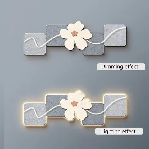Sofa Background Wall Flowers Abstraction Crystal Porcelain Painting Glowed Light LED Decor Painting