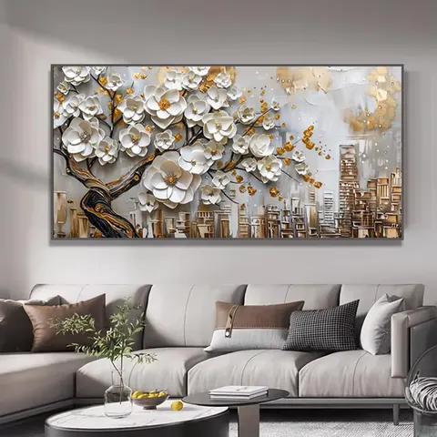 Sofa Background Wall Flowers Art Home Decor Painting High Definition Print Crystal Porcelain Painting Flower Painting