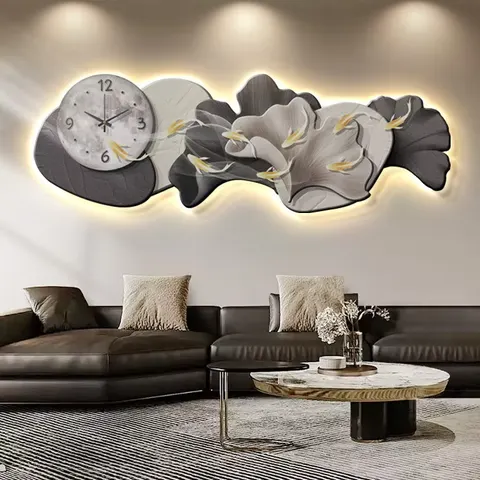 Sofa Background Wall Ginkgo Leaves Home Decor Painting Nine Fish Diagram Entrance Hall Crystal Porcelain Painting