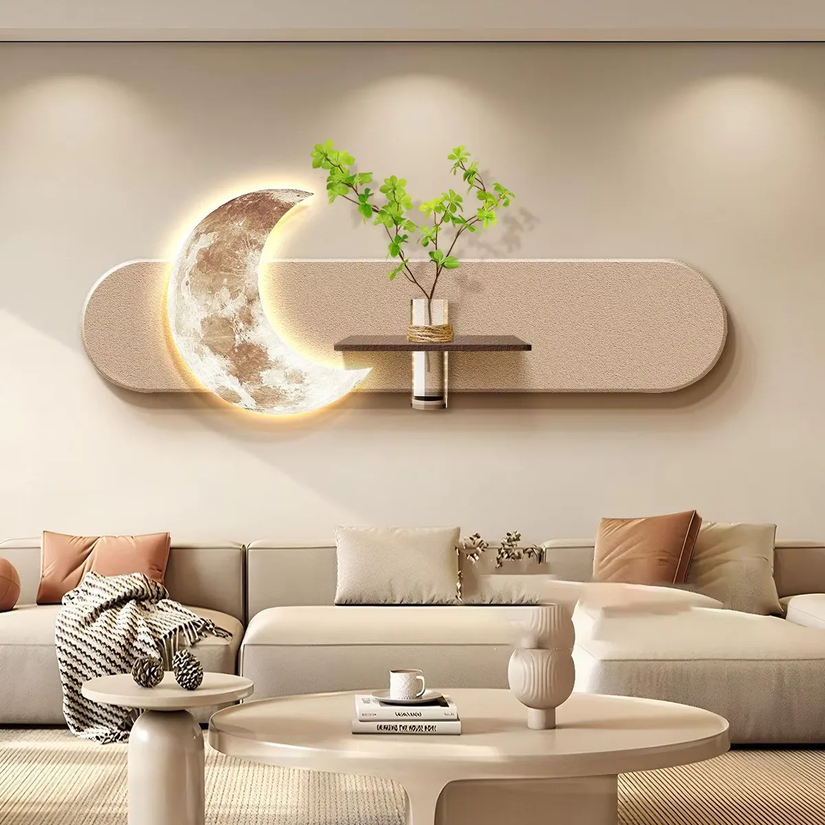 Sofa Background Wall Hydroponic Green Plants Sandstone Art Decor Painting Three-dimensional Glowed LED Decor Painting