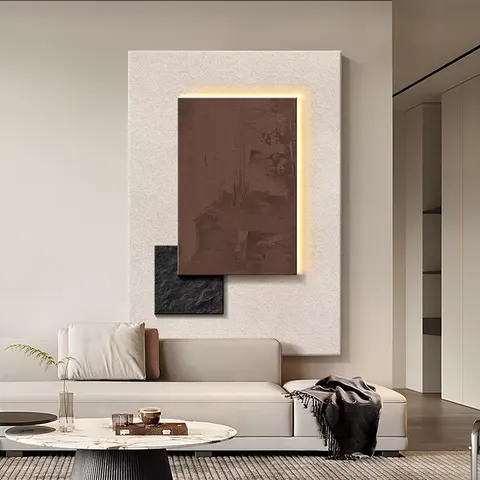 Sofa Background Wall Sandstone Fabric Art Home Decor Paintings Multiple Layers Combination LED Decor Painting