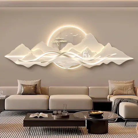Sofa Background Wall UV Engraving Acrylic LED Paintings Modern Luxury Atmosphere Wall Surface Mural Painting