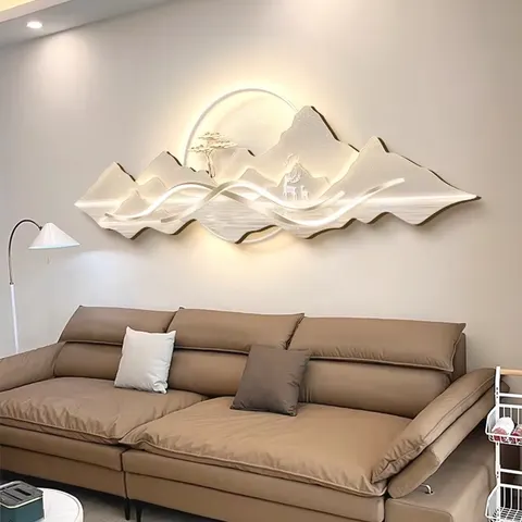 抽象 单幅 装饰画 轻奢风 客厅背景墙挂画 LED带灯画