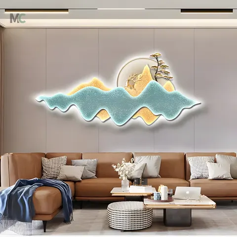 Sofa Wall Living Room with Light Inlaid with Diamond Painting Porch Crystal Porcelain Mural Wall Art Home Decor