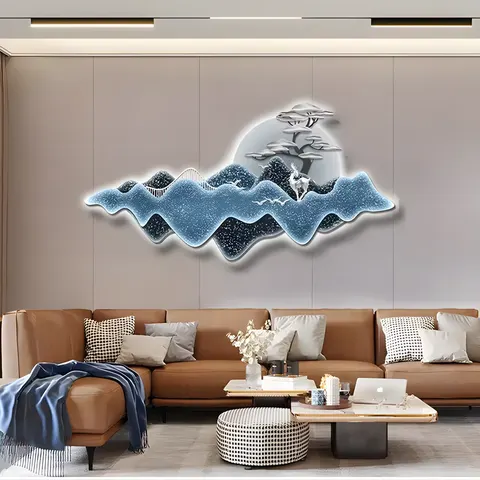 抽象 单幅 装饰画 现代简约 玄关背景墙挂画 LED带灯画
