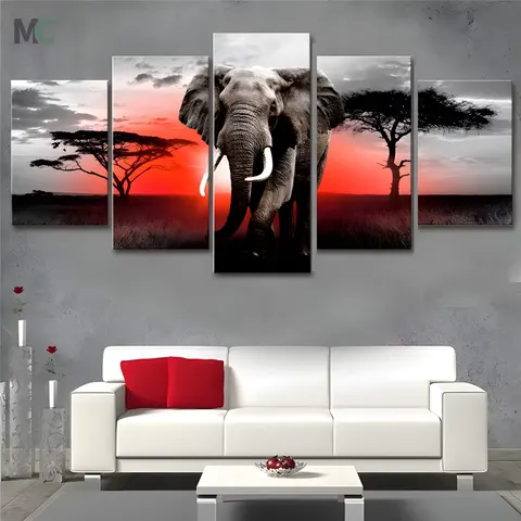 Southeast Asian Big Elephant Hanging Painting Southeast Asian Art Decor Painting Thailand Health Club Wall Art Home Decor Mural