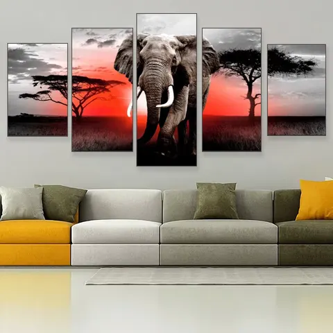 Southeast Asian Big Elephant Hanging Painting Southeast Asian Art Decor Painting Thailand Health Club Wall Art Home Decor Mural