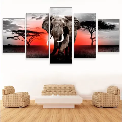 Southeast Asian Big Elephant Hanging Painting Southeast Asian Art Decor Painting Thailand Health Club Wall Art Home Decor Mural