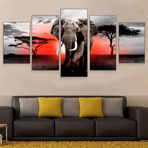 Southeast Asian Big Elephant Hanging Painting Southeast Asian Art Decor Painting Thailand Health Club Wall Art Home Decor Mural