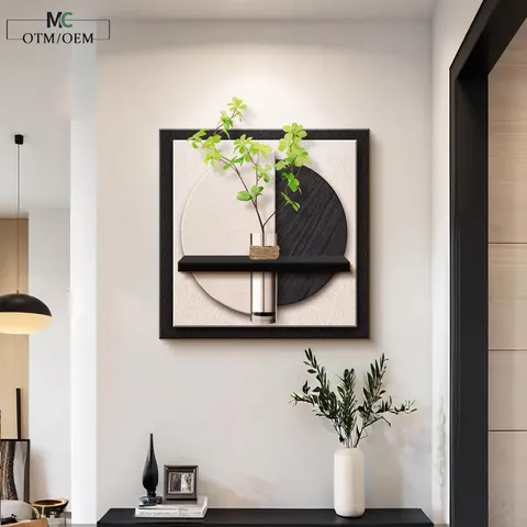 Square Entrance Hall Sandstone Home Furnishings Decorative Painting Elephant Hydroponics Green Plants Wall Murals LED Painting