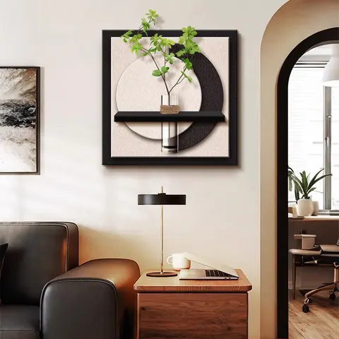 Square Entrance Hall Sandstone Home Furnishings Decorative Painting Elephant Hydroponics Green Plants Wall Murals LED Painting