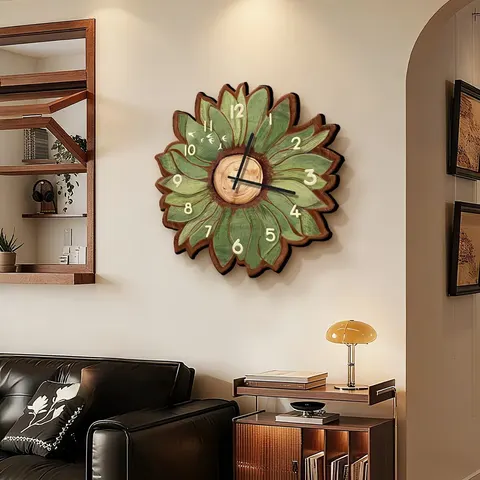 Sunflower Alarm Wall Clock Living Room Background Wall Art Home Furnishings Decorative Painting