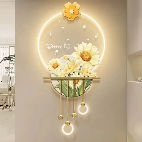 Sunflower Entrance Hall Living Room Art Decor Painting Nordic Style Flowers Three-dimensional Effect Glowed LED Painting