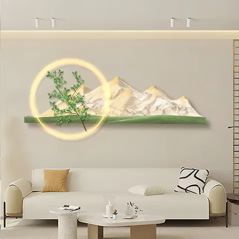 Sunshine on the Golden Mountain Art Decor Painting Porch Crystal Porcelain Painting Mural Diamond Hanging Wall Art Home Decor